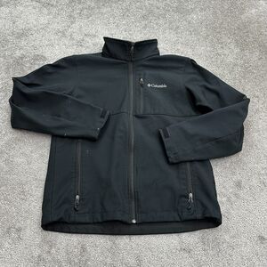 Columbia Ascender Soft Shell Jacket Mens Black Full Zip Pockets Outdoor Casual